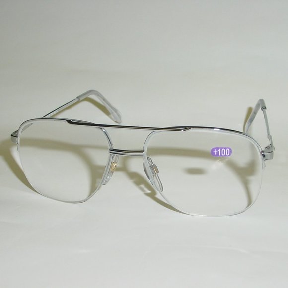 (NWT) Vintage 90's Square Metal Double Bridge Reading Glasses +1.00 - Picture 1 of 4